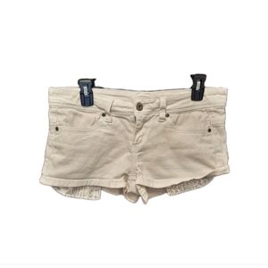 Bongo White Y2K Low Rise Shortie Sequined Lining Back Flap Pocket Shorts Size 7‎